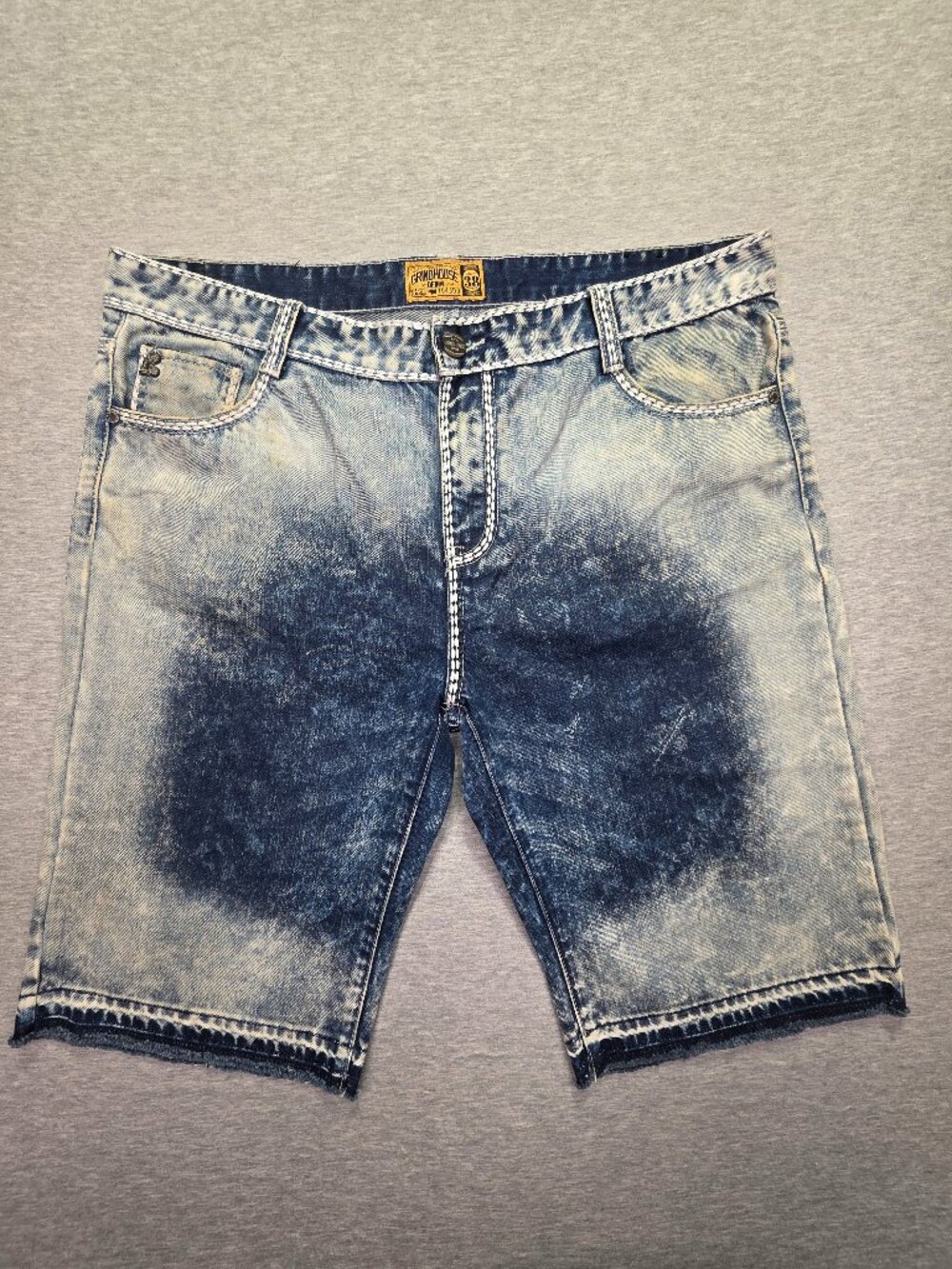 Grindhouse Denim NYC Men's Acid Wash Jean Shorts Size 38  Cut Off Denim